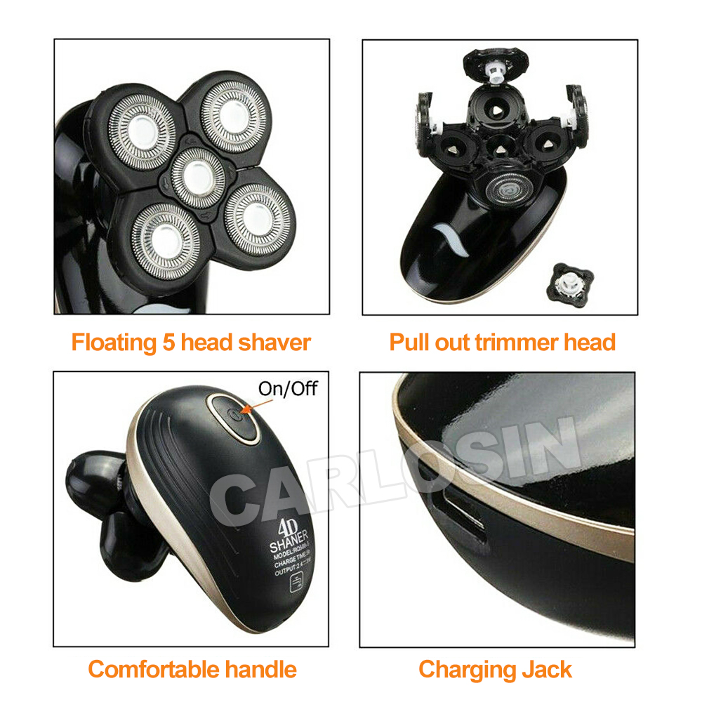 5In1 4D Electric Razor Shaver Waterproof Cordless Trimmer Bald Head