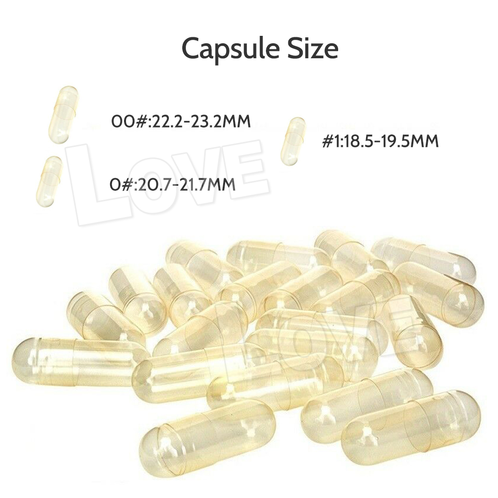 Empty Hard Gelatin Capsule Size 1 0 00 Clear Kosher Gel Medicine Pill Vitamins eBay