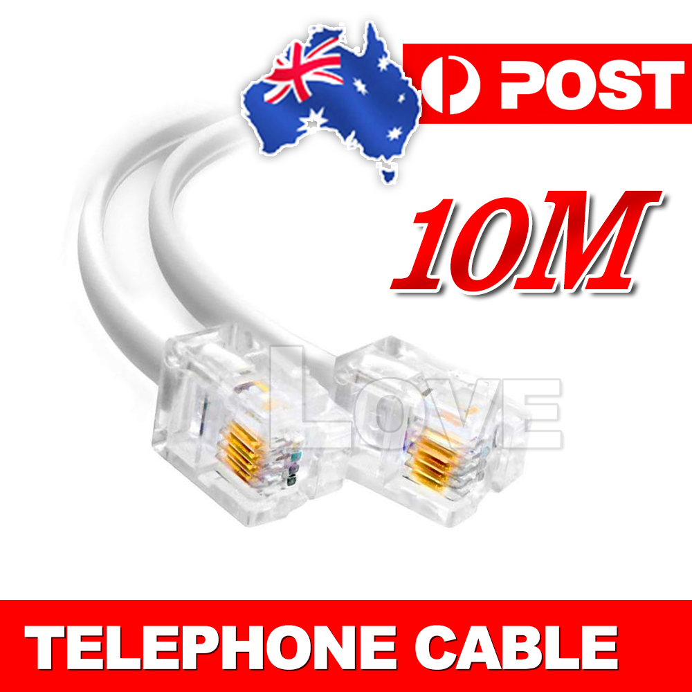 5M 10M 20M Telephone Phone Cable Cord RJ11 Plug Extension ADSL2 Filter